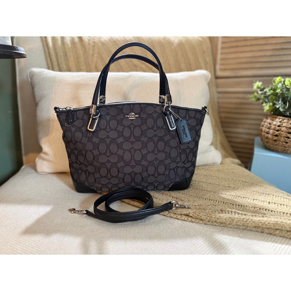 Coach Small Kelsey Satchel Crossbody - Black Smoke Signature C
